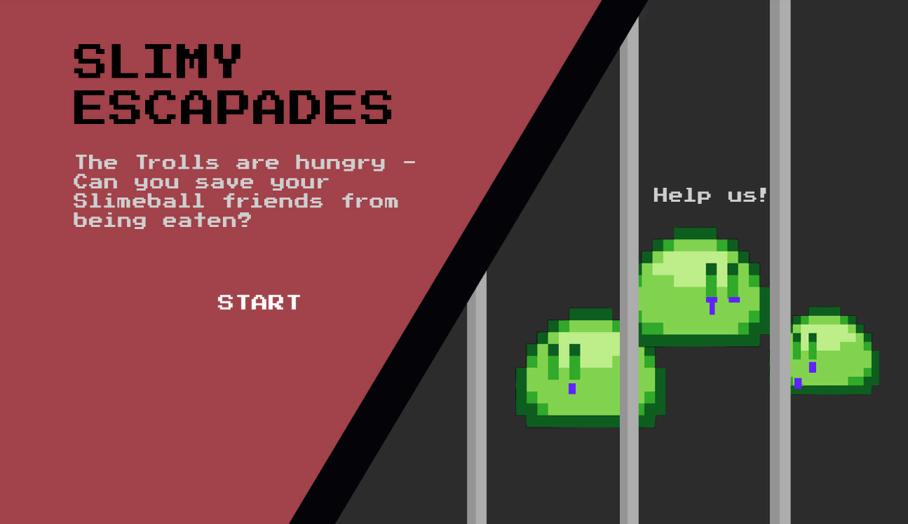 Starting screen of slimy escapades